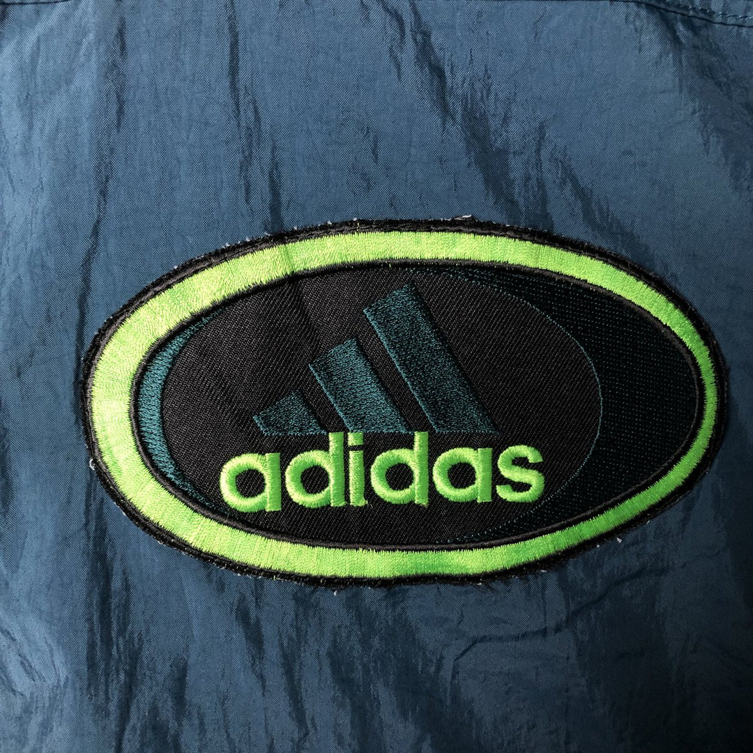 Vintage 90s-00'S Adidas nylon jacket with back logo, size L, men's unclear Green type dark green Vintage Second Hand