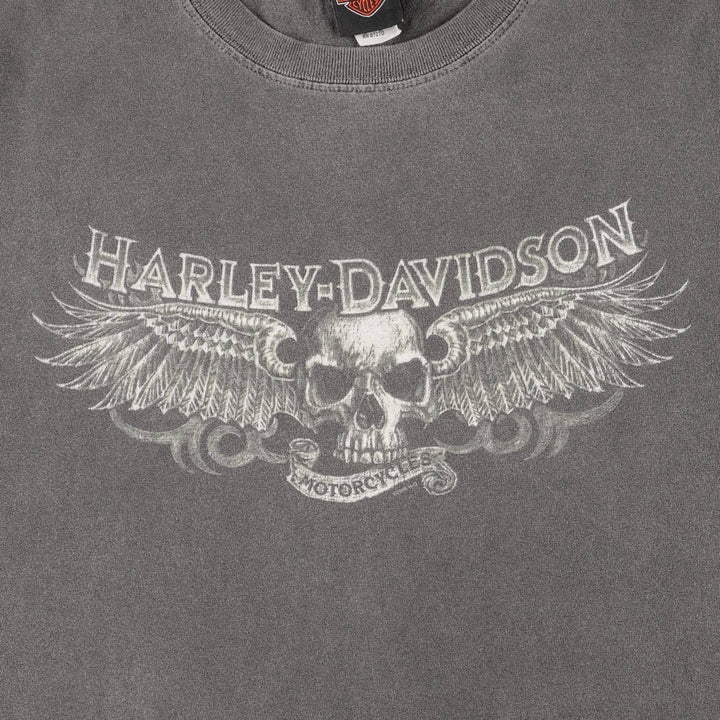 2000'S Harley-Davidson Skull Pattern Cut-Off Tank Top, Women's Size L cotton gray type Vintage Second Hand