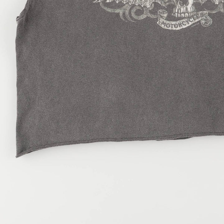 2000'S Harley-Davidson Skull Pattern Cut-Off Tank Top, Women's Size L cotton gray type Vintage Second Hand