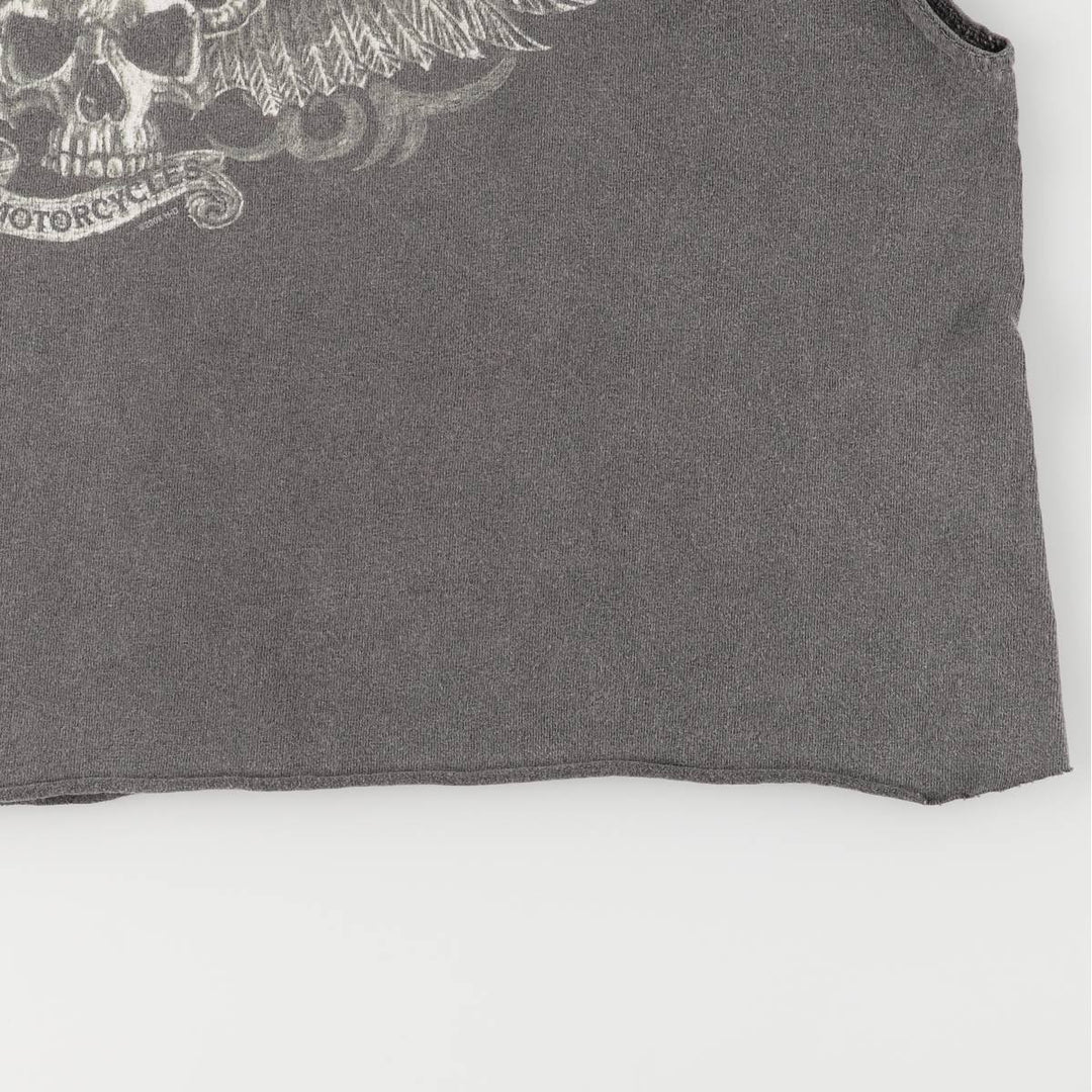 2000'S Harley-Davidson Skull Pattern Cut-Off Tank Top, Women's Size L cotton gray type Vintage Second Hand