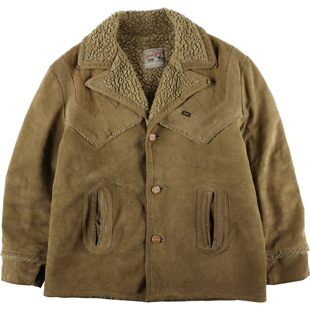 Vintage 1980'S Lee STORM RIDER suede lunch coat, half coat, made in the USA, size L, men's others Khaki type beige Vintage Second Hand
