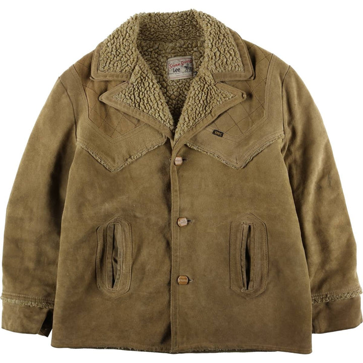 Vintage 1980'S Lee STORM RIDER suede lunch coat, half coat, made in the USA, size L, men's others Khaki type beige Vintage Second Hand