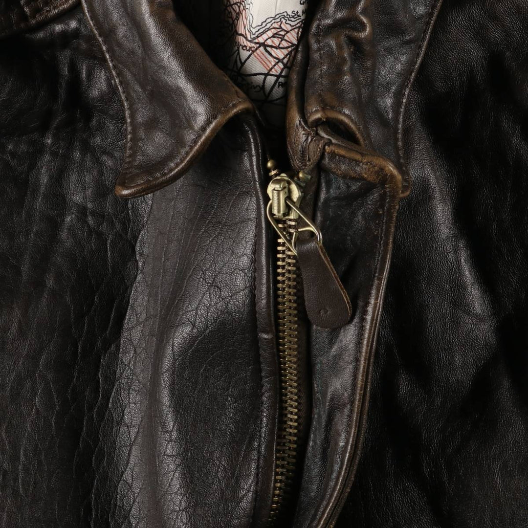 90'S Avirex A-2 Padded Leather Flight Jacket, Made in USA, Men's XL, Vintage genuine leather black type Vintage Second Hand