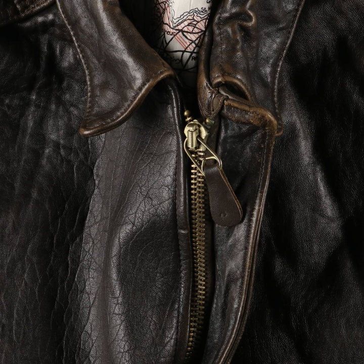 90'S Avirex A-2 Padded Leather Flight Jacket, Made in USA, Men's XL, Vintage genuine leather black type Vintage Second Hand