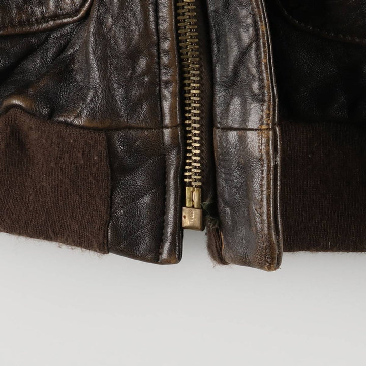 90'S Avirex A-2 Padded Leather Flight Jacket, Made in USA, Men's XL, Vintage genuine leather black type Vintage Second Hand