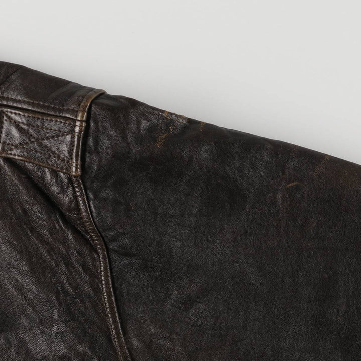 90'S Avirex A-2 Padded Leather Flight Jacket, Made in USA, Men's XL, Vintage genuine leather black type Vintage Second Hand
