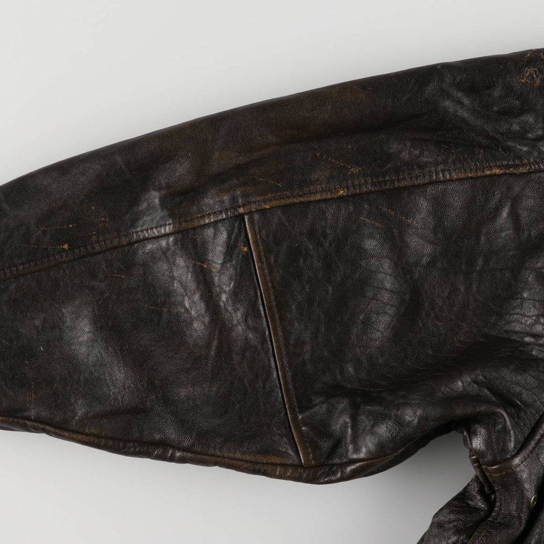 90'S Avirex A-2 Padded Leather Flight Jacket, Made in USA, Men's XL, Vintage genuine leather black type Vintage Second Hand