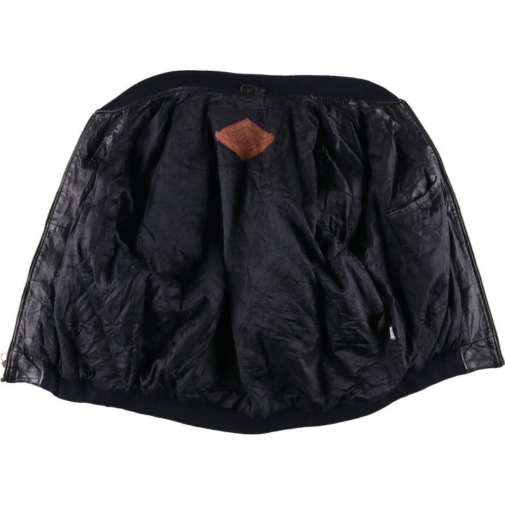 Weekends MA-1 Style Padded Leather Flight Jacket, Men's Size L genuine leather black type Vintage Second Hand