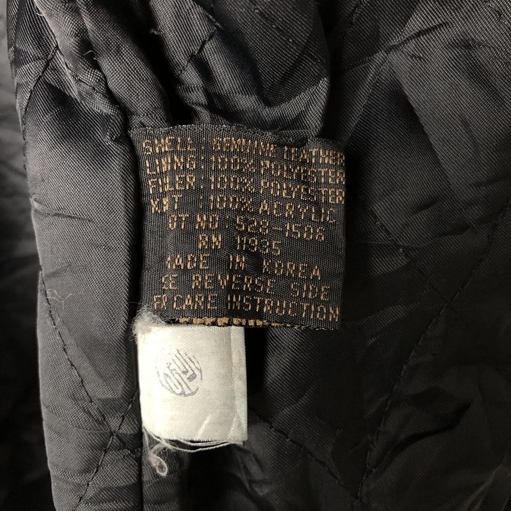 Weekends MA-1 Style Padded Leather Flight Jacket, Men's Size L genuine leather black type Vintage Second Hand