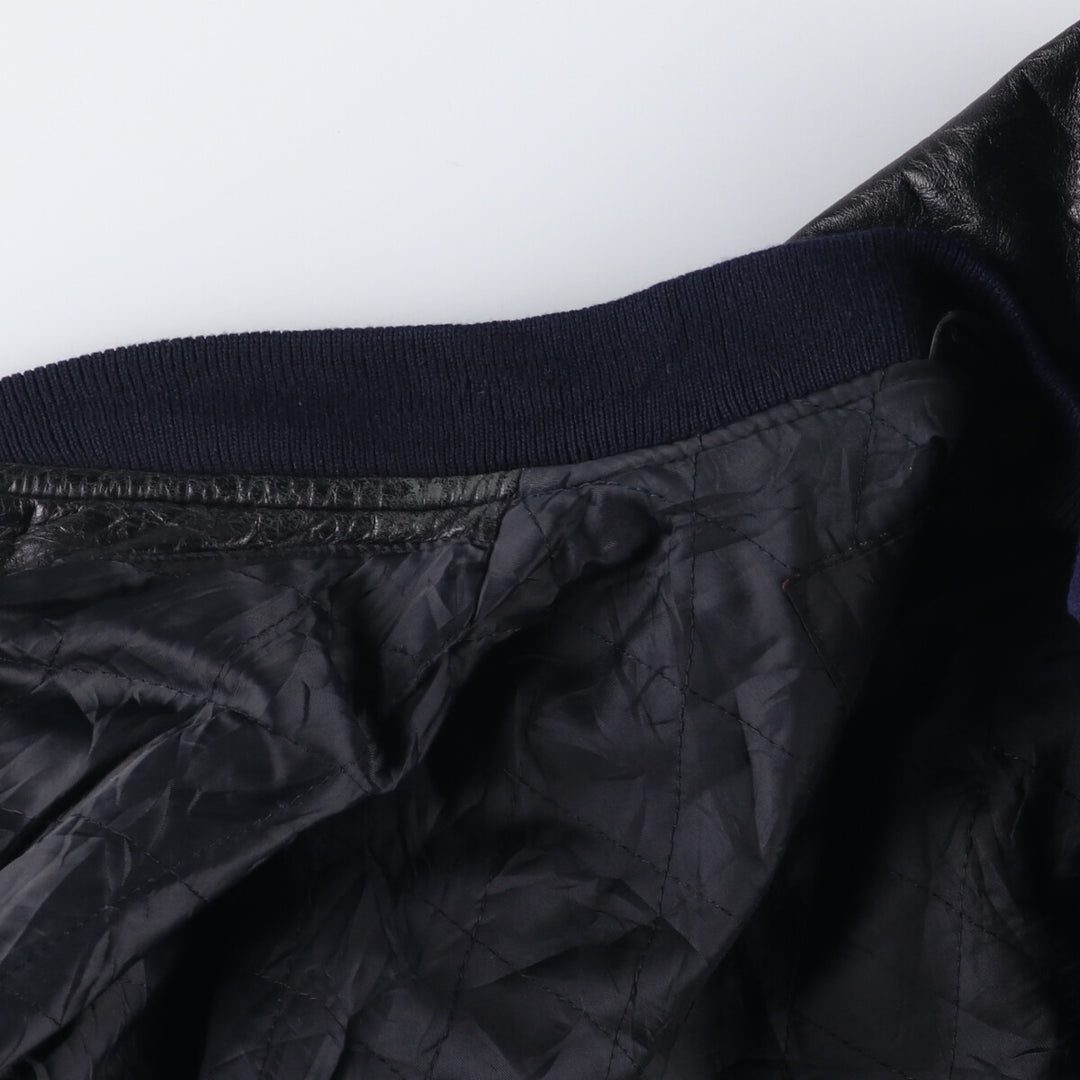 Weekends MA-1 Style Padded Leather Flight Jacket, Men's Size L genuine leather black type Vintage Second Hand