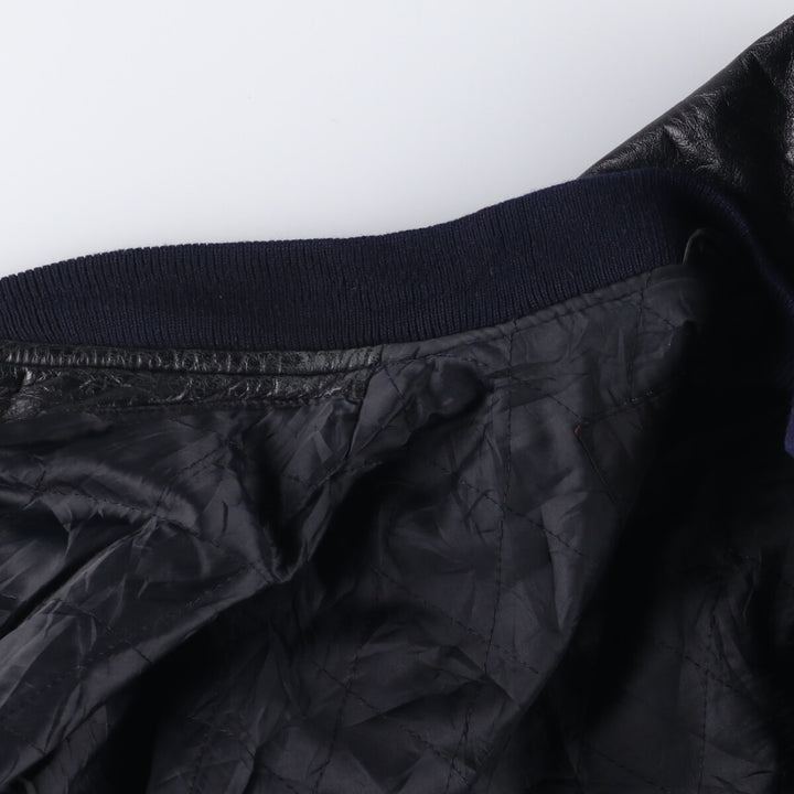 Weekends MA-1 Style Padded Leather Flight Jacket, Men's Size L genuine leather black type Vintage Second Hand