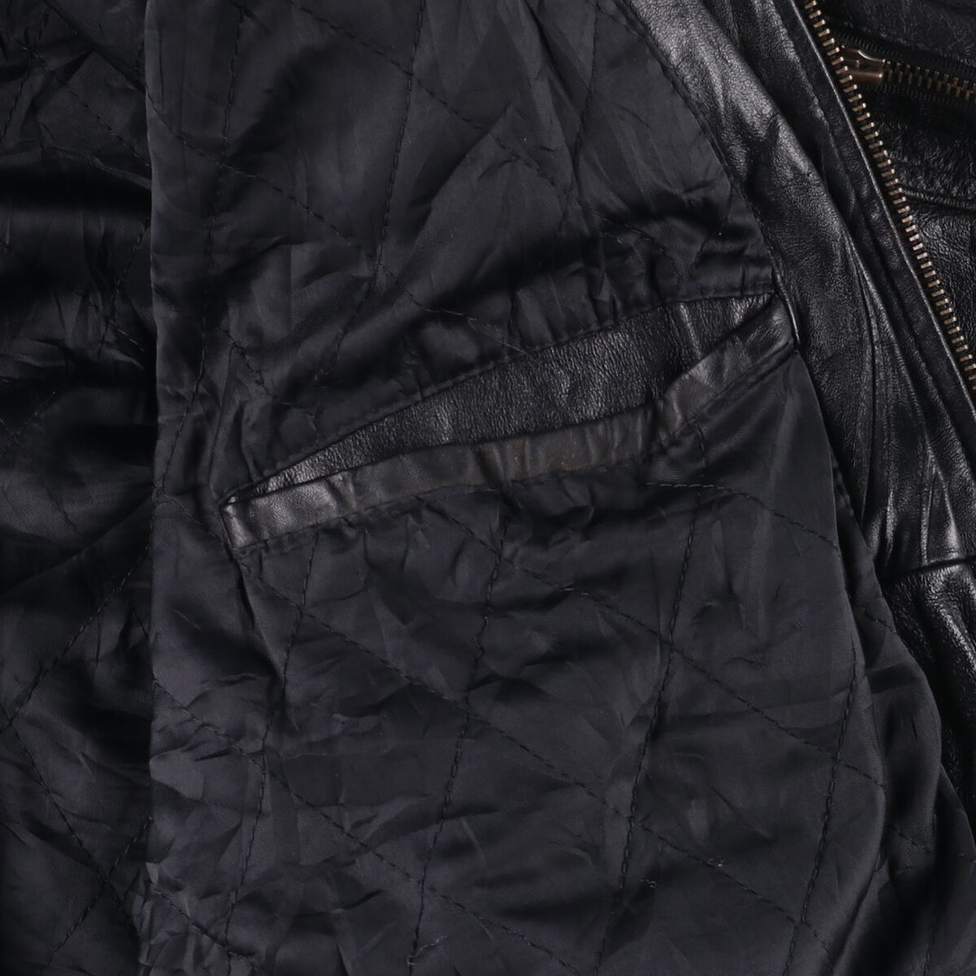 Weekends MA-1 Style Padded Leather Flight Jacket, Men's Size L genuine leather black type Vintage Second Hand