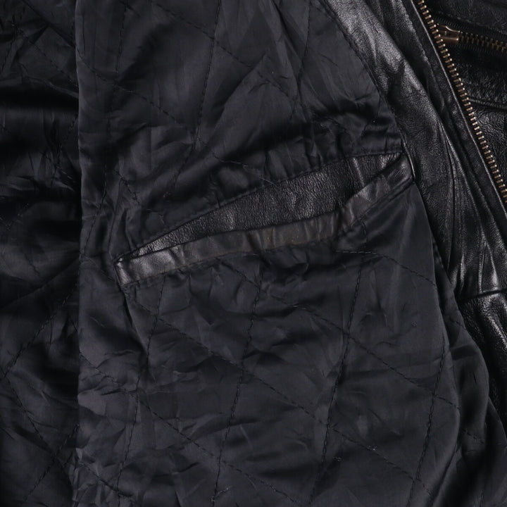 Weekends MA-1 Style Padded Leather Flight Jacket, Men's Size L genuine leather black type Vintage Second Hand