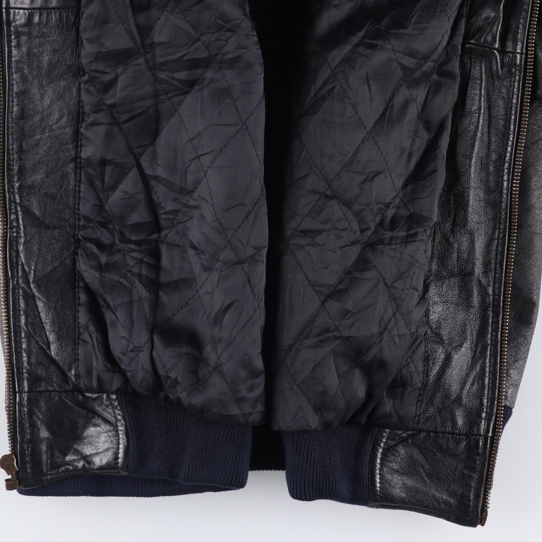 Weekends MA-1 Style Padded Leather Flight Jacket, Men's Size L genuine leather black type Vintage Second Hand