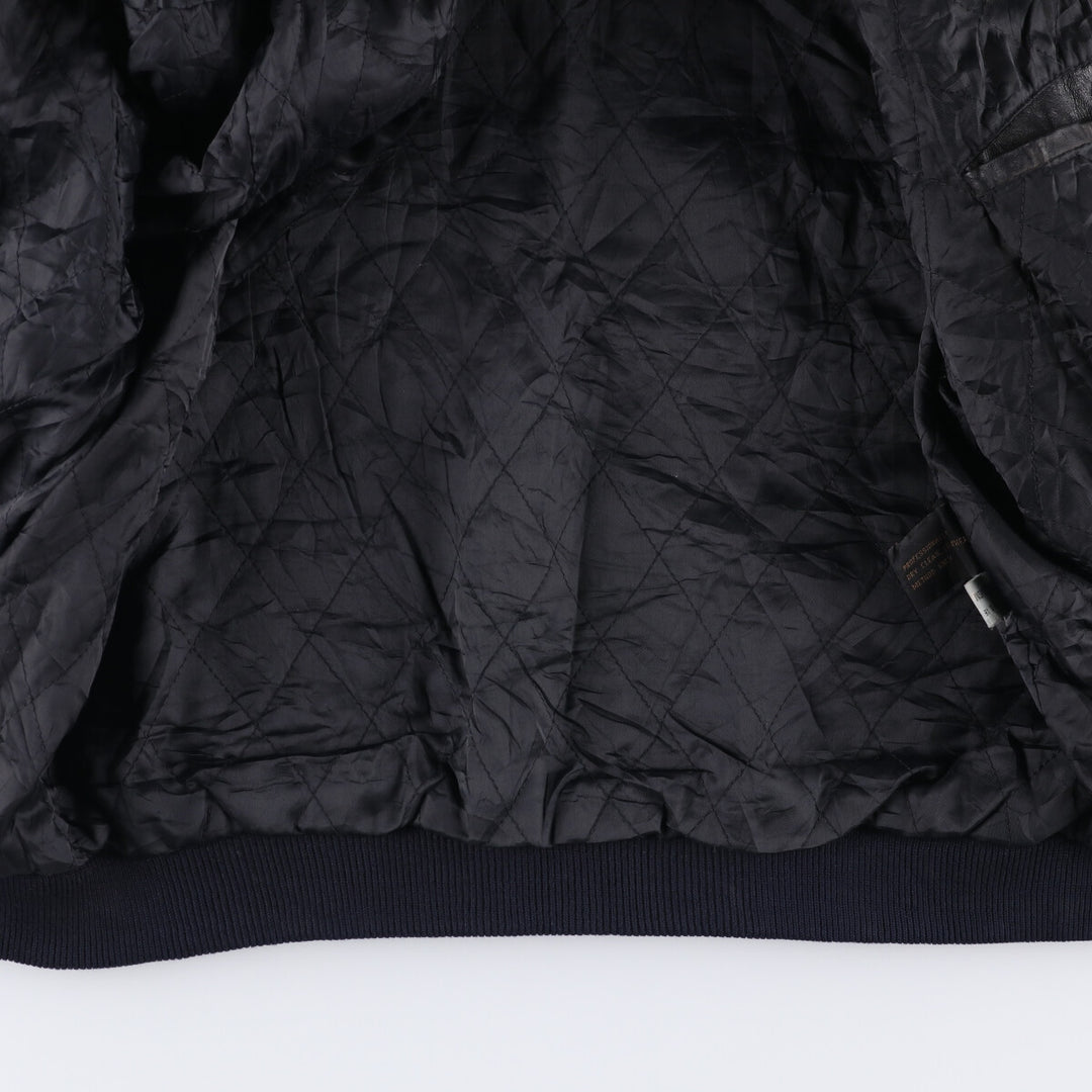 Weekends MA-1 Style Padded Leather Flight Jacket, Men's Size L genuine leather black type Vintage Second Hand