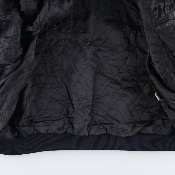 Weekends MA-1 Style Padded Leather Flight Jacket, Men's Size L genuine leather black type Vintage Second Hand