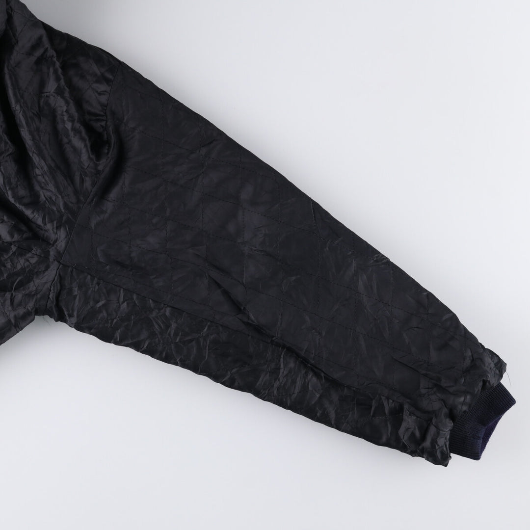 Weekends MA-1 Style Padded Leather Flight Jacket, Men's Size L genuine leather black type Vintage Second Hand