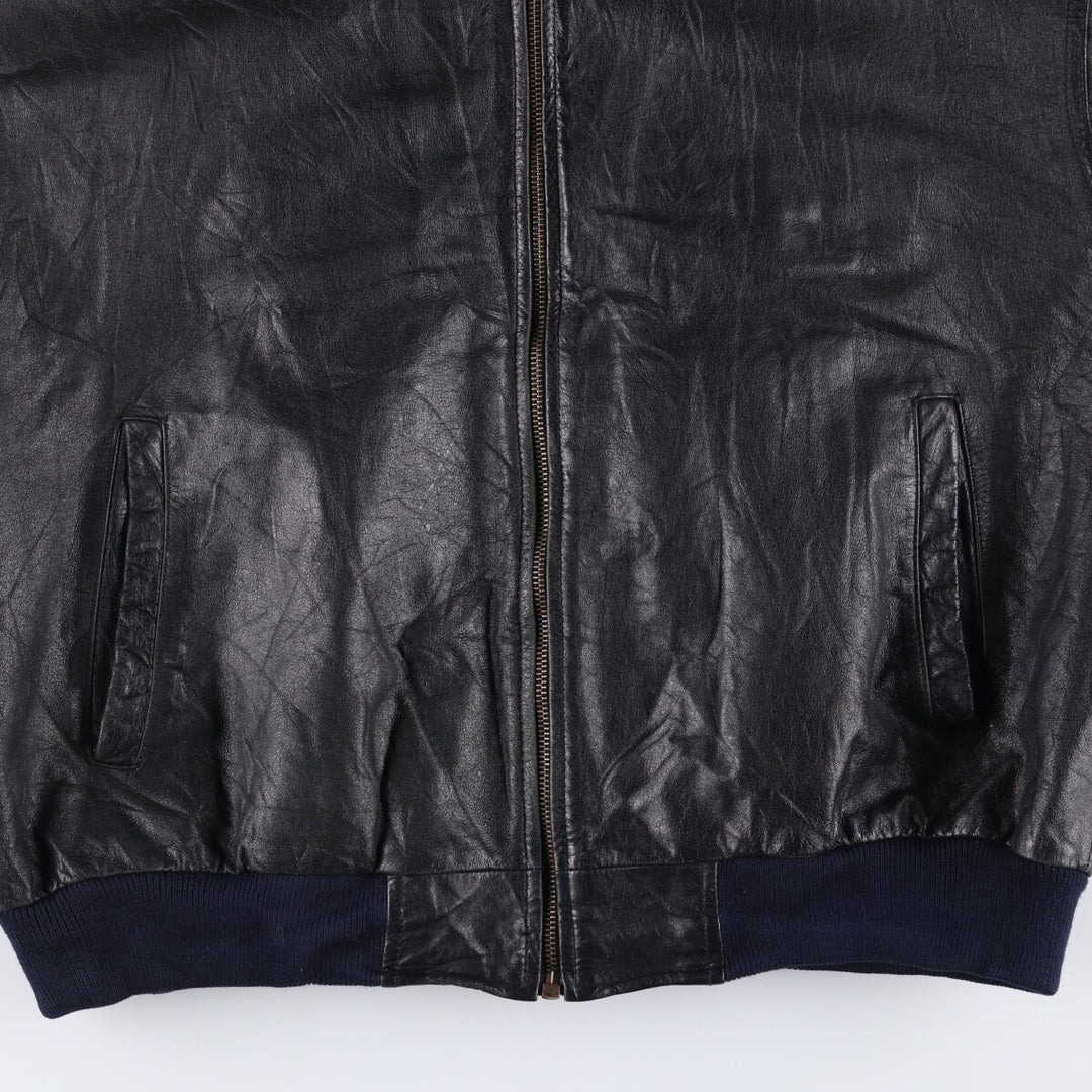 Weekends MA-1 Style Padded Leather Flight Jacket, Men's Size L genuine leather black type Vintage Second Hand
