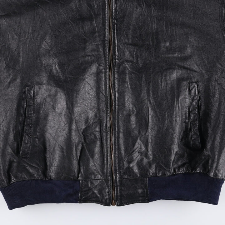 Weekends MA-1 Style Padded Leather Flight Jacket, Men's Size L genuine leather black type Vintage Second Hand
