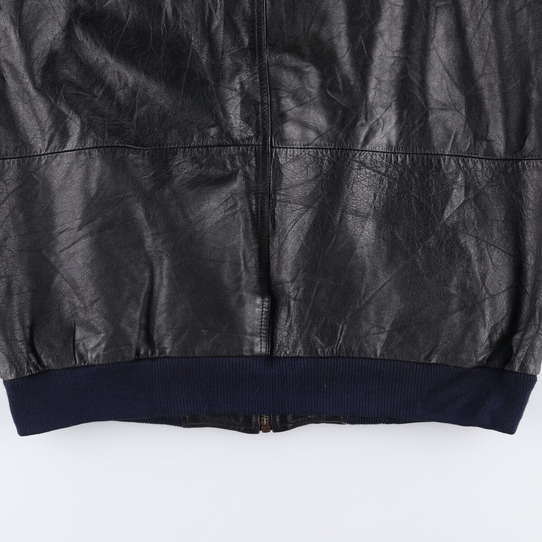 Weekends MA-1 Style Padded Leather Flight Jacket, Men's Size L genuine leather black type Vintage Second Hand