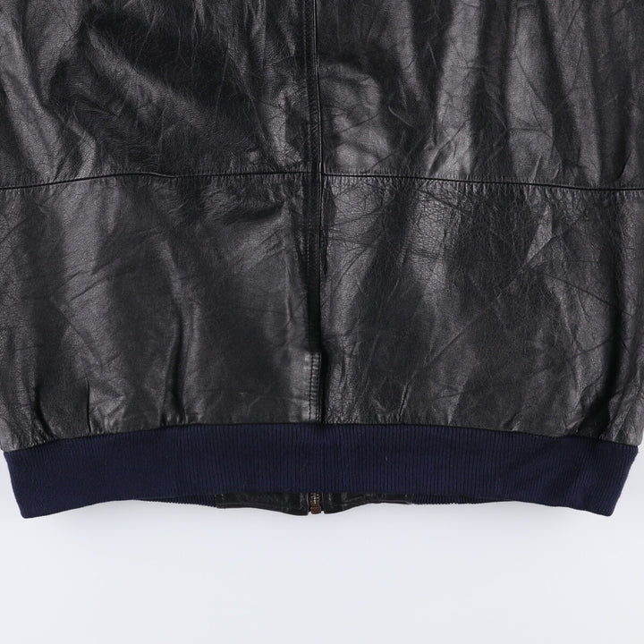 Weekends MA-1 Style Padded Leather Flight Jacket, Men's Size L genuine leather black type Vintage Second Hand