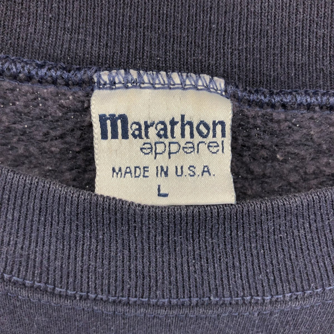 Vintage 90'S Marathon Apparel dog print animal sweatshirt, made in the USA, size L, men's polyester navy blue type Vintage Second Hand