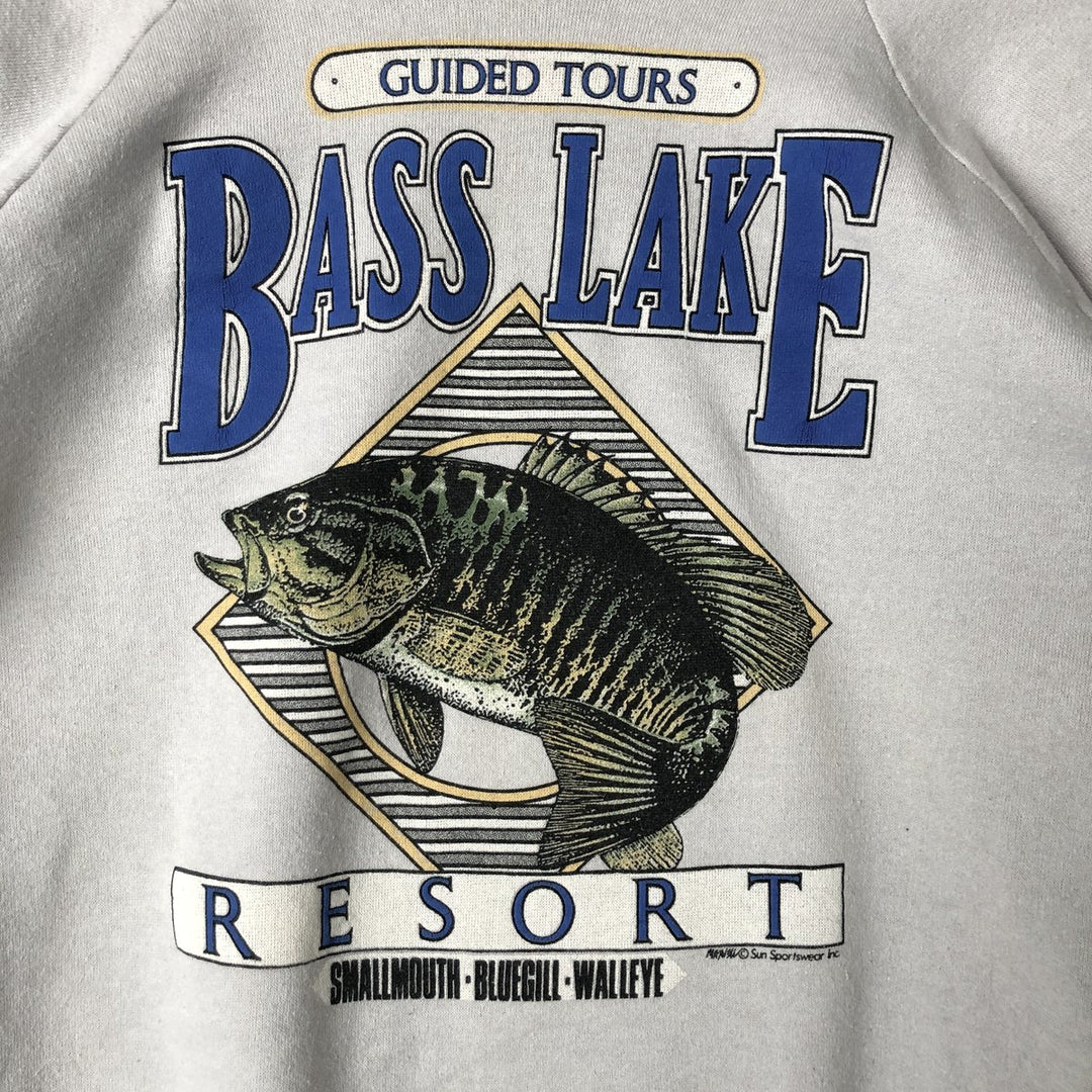 FOREST Fish Print Animal Sweatshirt, Made in USA, Men's Size L polyester Blue type light blue Vintage Second Hand