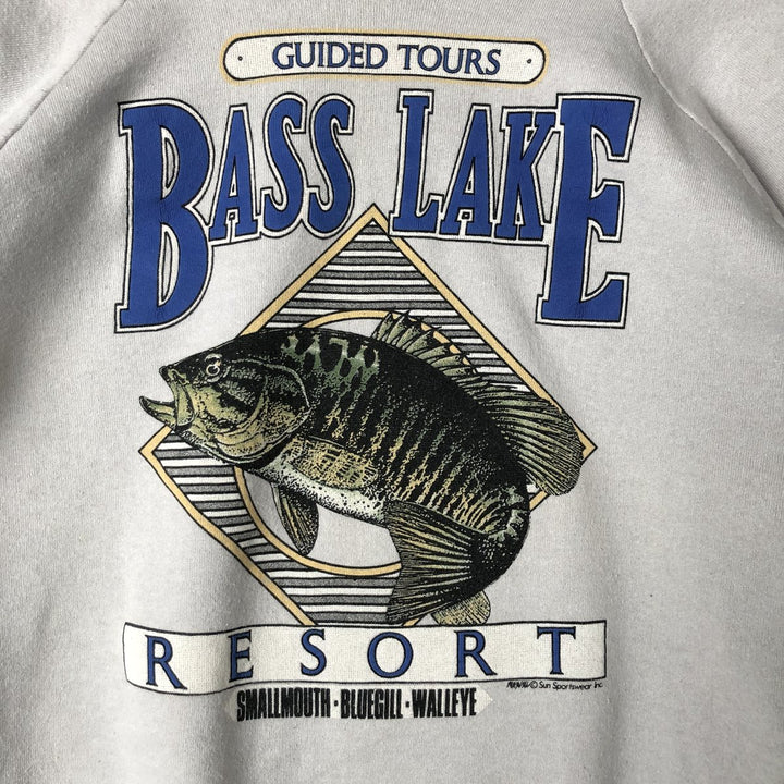 FOREST Fish Print Animal Sweatshirt, Made in USA, Men's Size L polyester Blue type light blue Vintage Second Hand