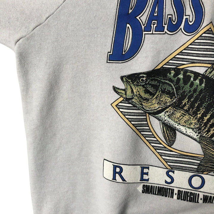 FOREST Fish Print Animal Sweatshirt, Made in USA, Men's Size L polyester Blue type light blue Vintage Second Hand