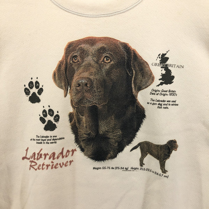 90'S Lee Heavy Weight Dog Print Labrador Retriever Animal Sweatshirt, Men's Size XL cotton unbleached Vintage Second Hand