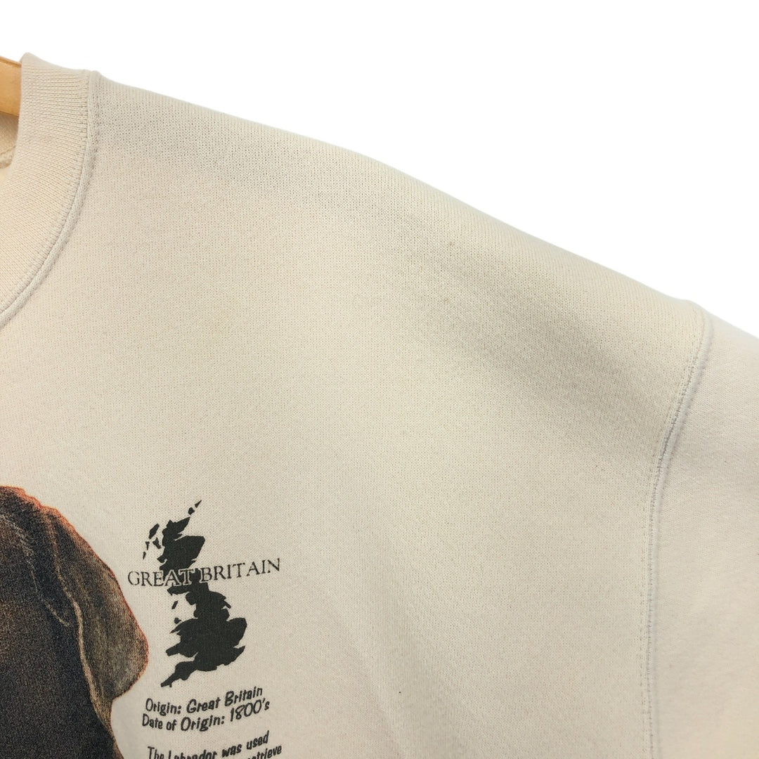 90'S Lee Heavy Weight Dog Print Labrador Retriever Animal Sweatshirt, Men's Size XL cotton unbleached Vintage Second Hand