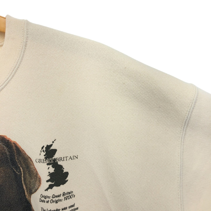 90'S Lee Heavy Weight Dog Print Labrador Retriever Animal Sweatshirt, Men's Size XL cotton unbleached Vintage Second Hand