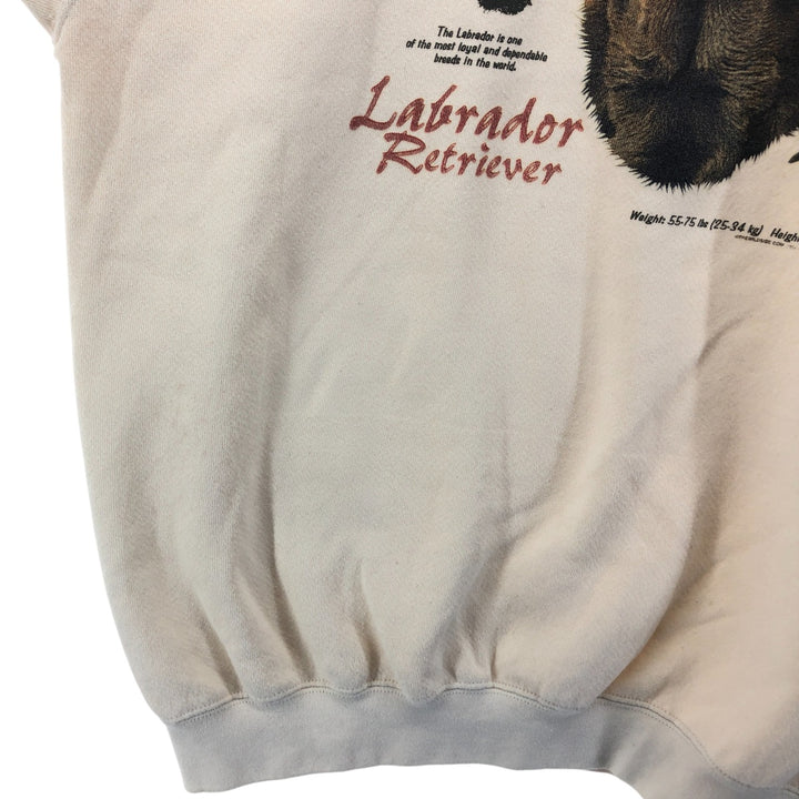 90'S Lee Heavy Weight Dog Print Labrador Retriever Animal Sweatshirt, Men's Size XL cotton unbleached Vintage Second Hand