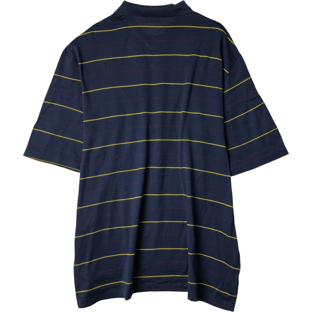 Ralph Lauren Golf Fit Short Sleeve Striped Polo Shirt, Men's XL, One-Point Design Pima Cotton navy blue type Vintage Second Hand