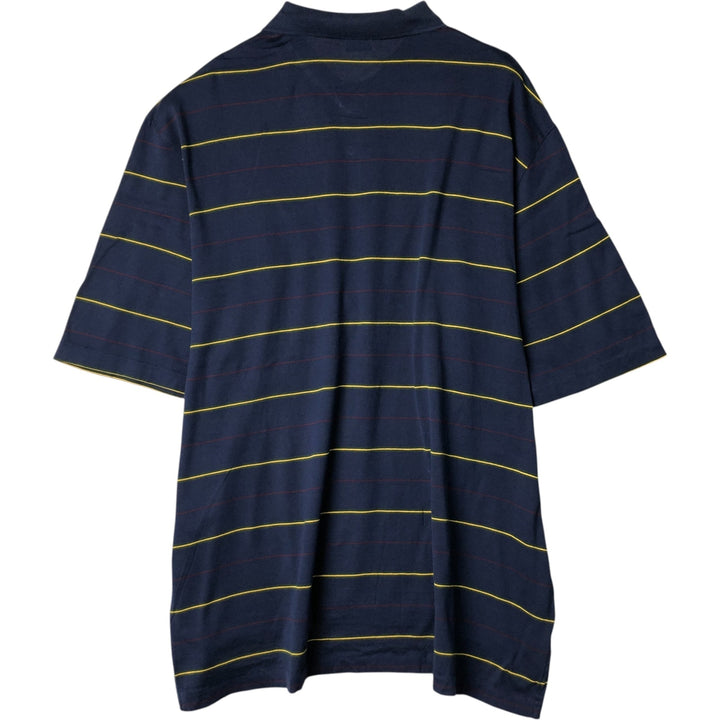 Ralph Lauren Golf Fit Short Sleeve Striped Polo Shirt, Men's XL, One-Point Design Pima Cotton navy blue type Vintage Second Hand