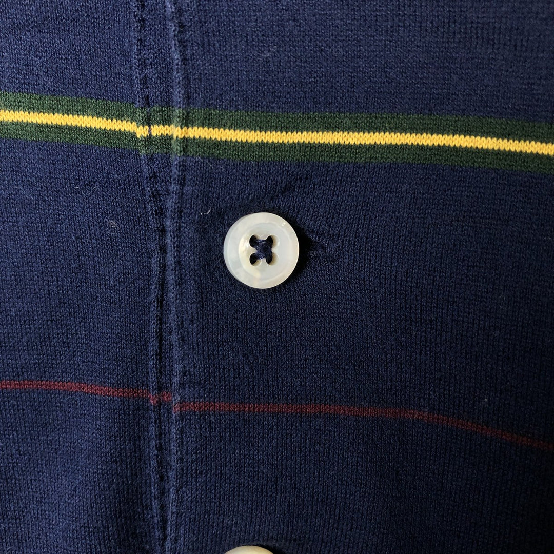 Ralph Lauren Golf Fit Short Sleeve Striped Polo Shirt, Men's XL, One-Point Design Pima Cotton navy blue type Vintage Second Hand