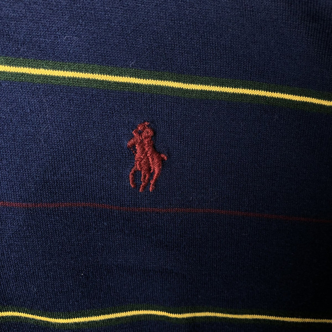 Ralph Lauren Golf Fit Short Sleeve Striped Polo Shirt, Men's XL, One-Point Design Pima Cotton navy blue type Vintage Second Hand