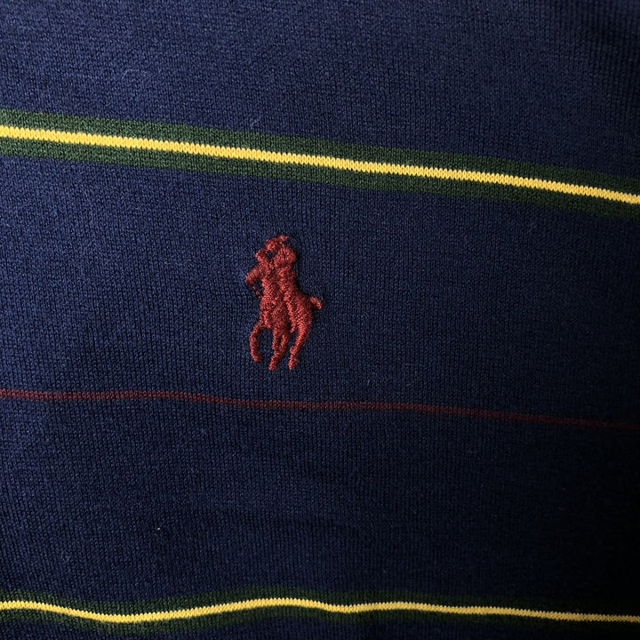 Ralph Lauren Golf Fit Short Sleeve Striped Polo Shirt, Men's XL, One-Point Design Pima Cotton navy blue type Vintage Second Hand