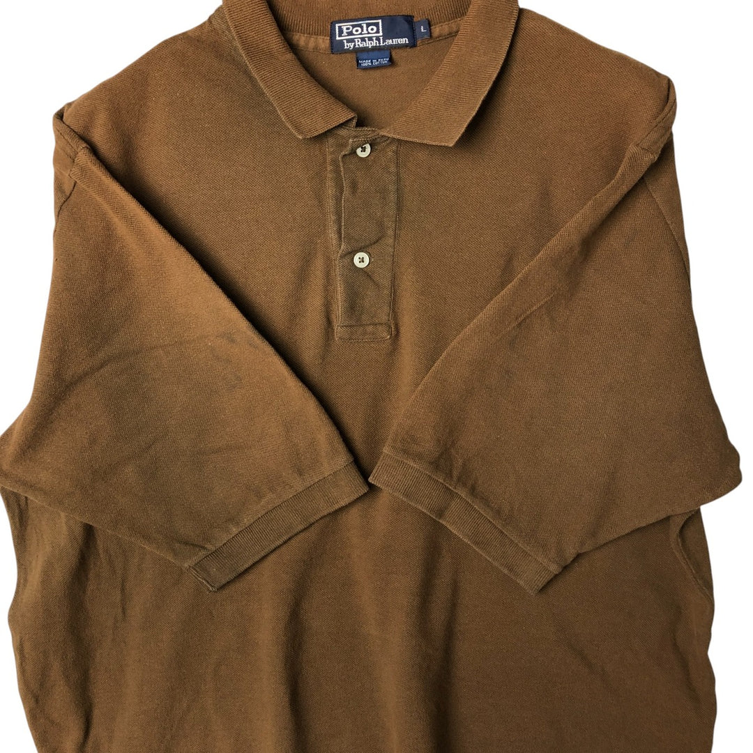 Ralph Lauren POLO by Ralph Lauren short sleeve polo shirt, men's size L cotton brown type Vintage Second Hand
