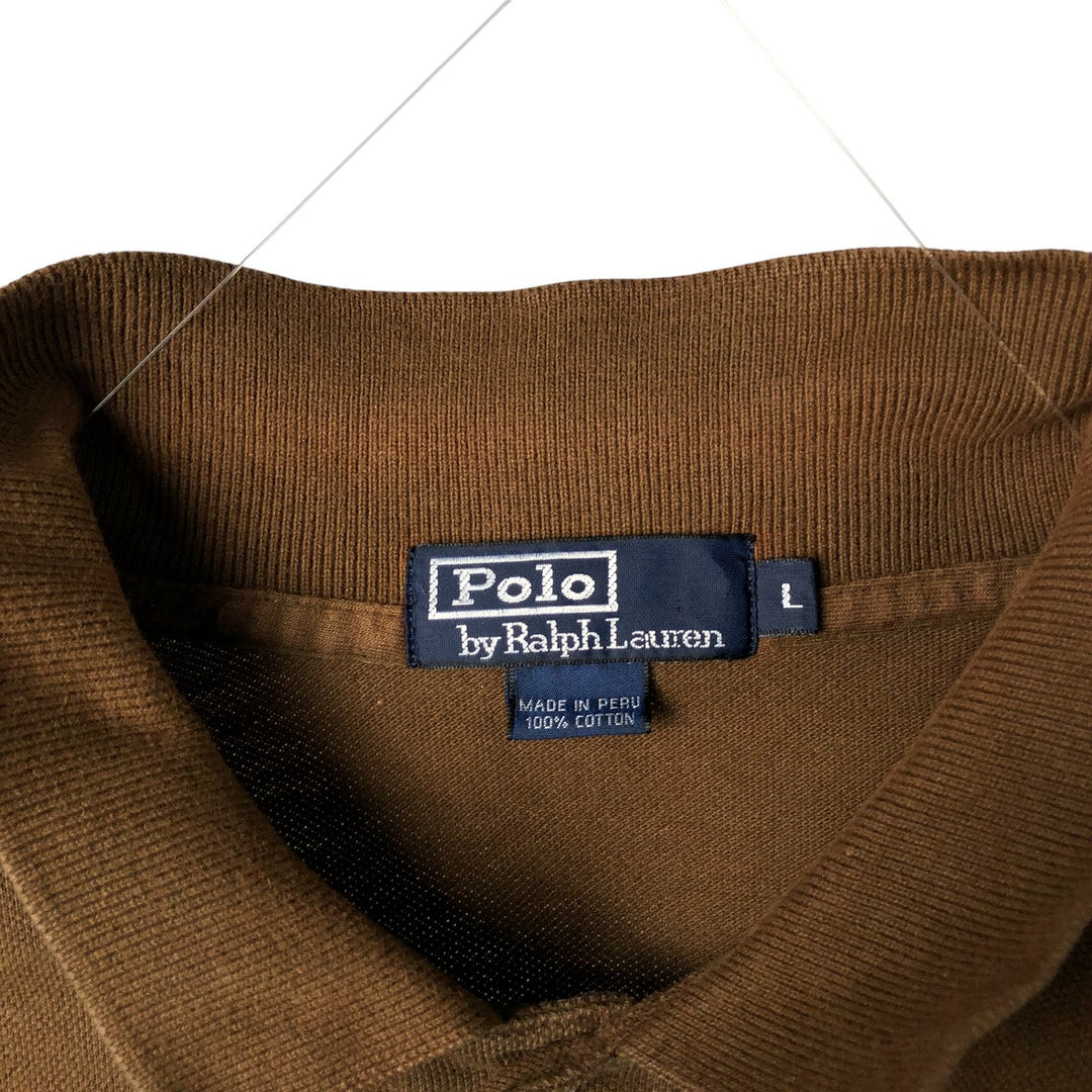 Ralph Lauren POLO by Ralph Lauren short sleeve polo shirt, men's size L cotton brown type Vintage Second Hand
