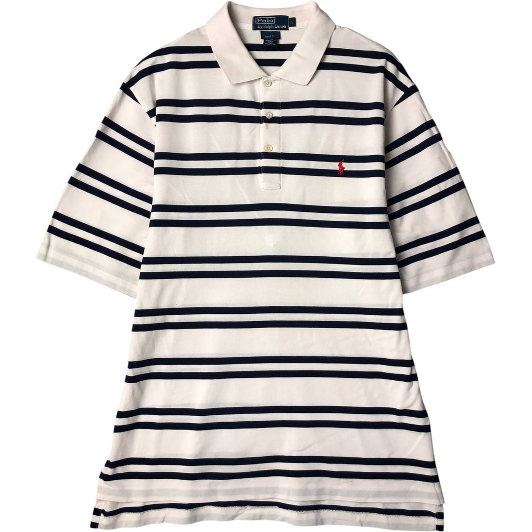 Ralph Lauren POLO by Ralph Lauren short sleeve striped polo shirt, men's size L Pima Cotton white type Vintage Second Hand
