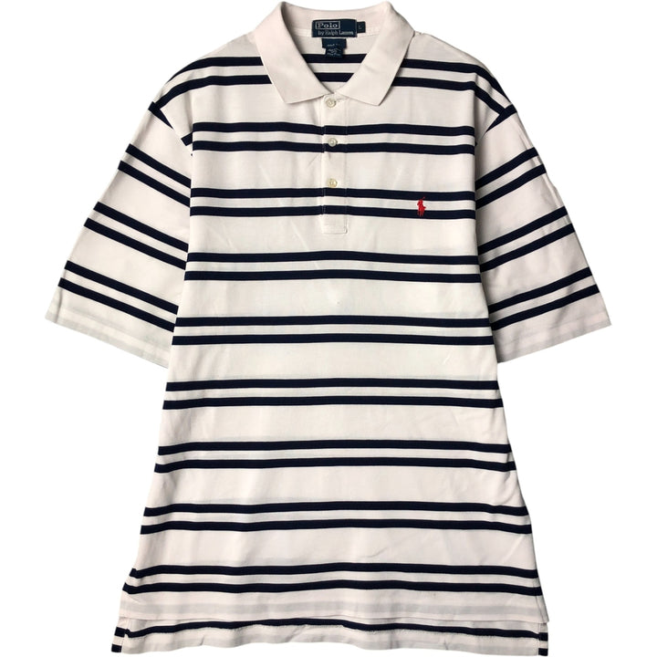 Ralph Lauren POLO by Ralph Lauren short sleeve striped polo shirt, men's size L Pima Cotton white type Vintage Second Hand