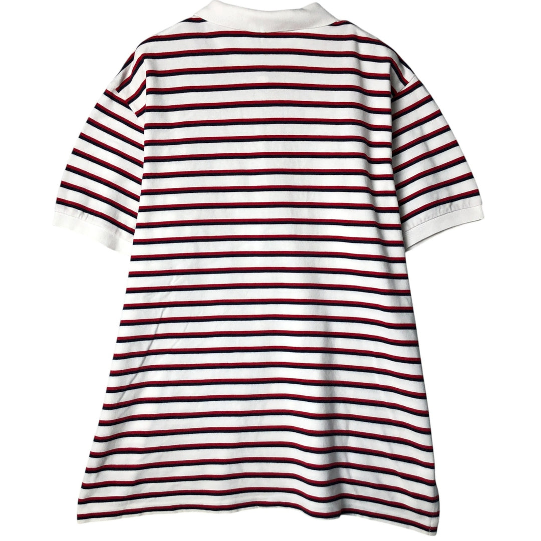 Ralph Lauren POLO by Ralph Lauren short sleeve striped polo shirt, men's XL size cotton white type Vintage Second Hand