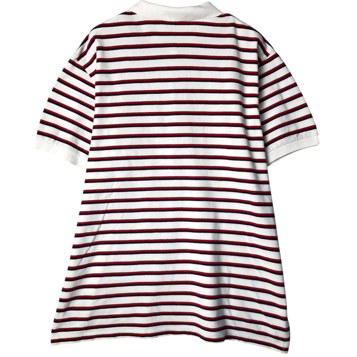 Ralph Lauren POLO by Ralph Lauren short sleeve striped polo shirt, men's XL size cotton white type Vintage Second Hand