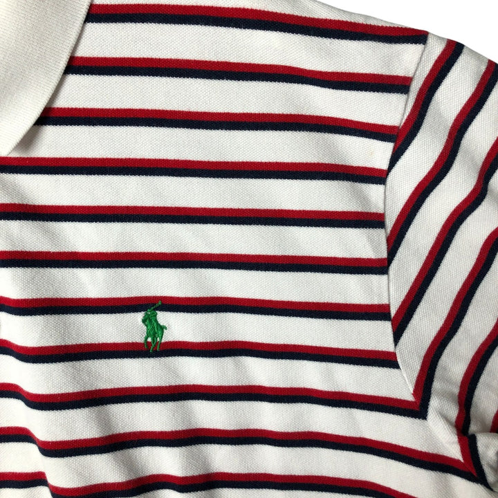 Ralph Lauren POLO by Ralph Lauren short sleeve striped polo shirt, men's XL size cotton white type Vintage Second Hand
