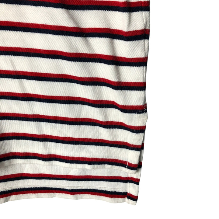 Ralph Lauren POLO by Ralph Lauren short sleeve striped polo shirt, men's XL size cotton white type Vintage Second Hand