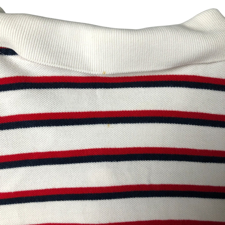 Ralph Lauren POLO by Ralph Lauren short sleeve striped polo shirt, men's XL size cotton white type Vintage Second Hand