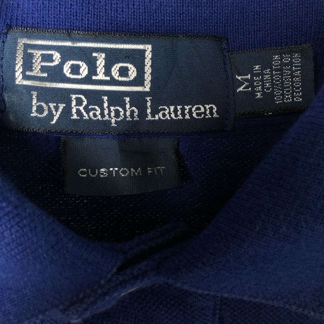 Ralph Lauren POLO by Ralph Lauren CUSTOM FIT short sleeve polo shirt, men's M size cotton blue type Vintage Second Hand