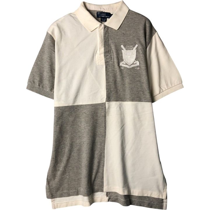 Ralph Lauren POLO by Ralph Lauren Crazy Pattern Short Sleeve Polo Shirt, Men's Size L cotton pale white type Vintage Second Hand