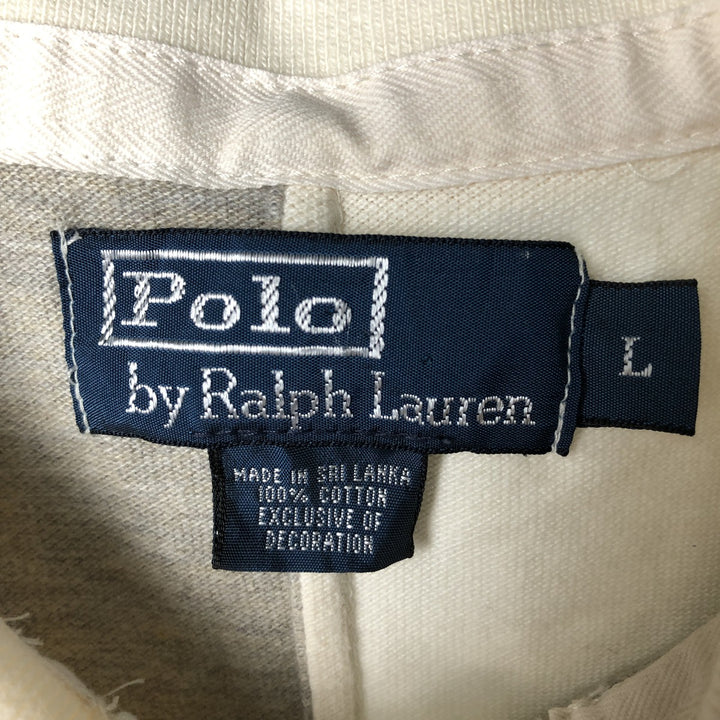 Ralph Lauren POLO by Ralph Lauren Crazy Pattern Short Sleeve Polo Shirt, Men's Size L cotton pale white type Vintage Second Hand